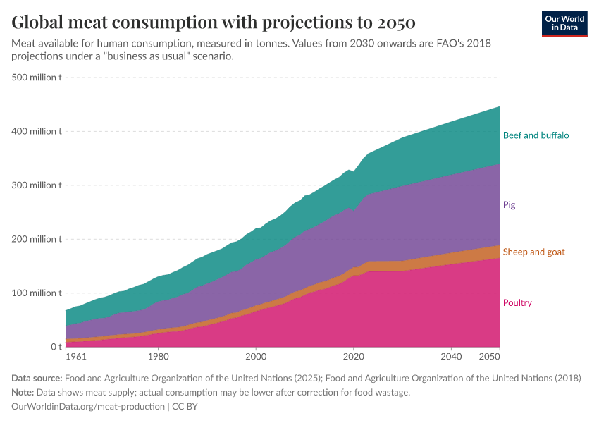 Global meat consumption with projections to 2050